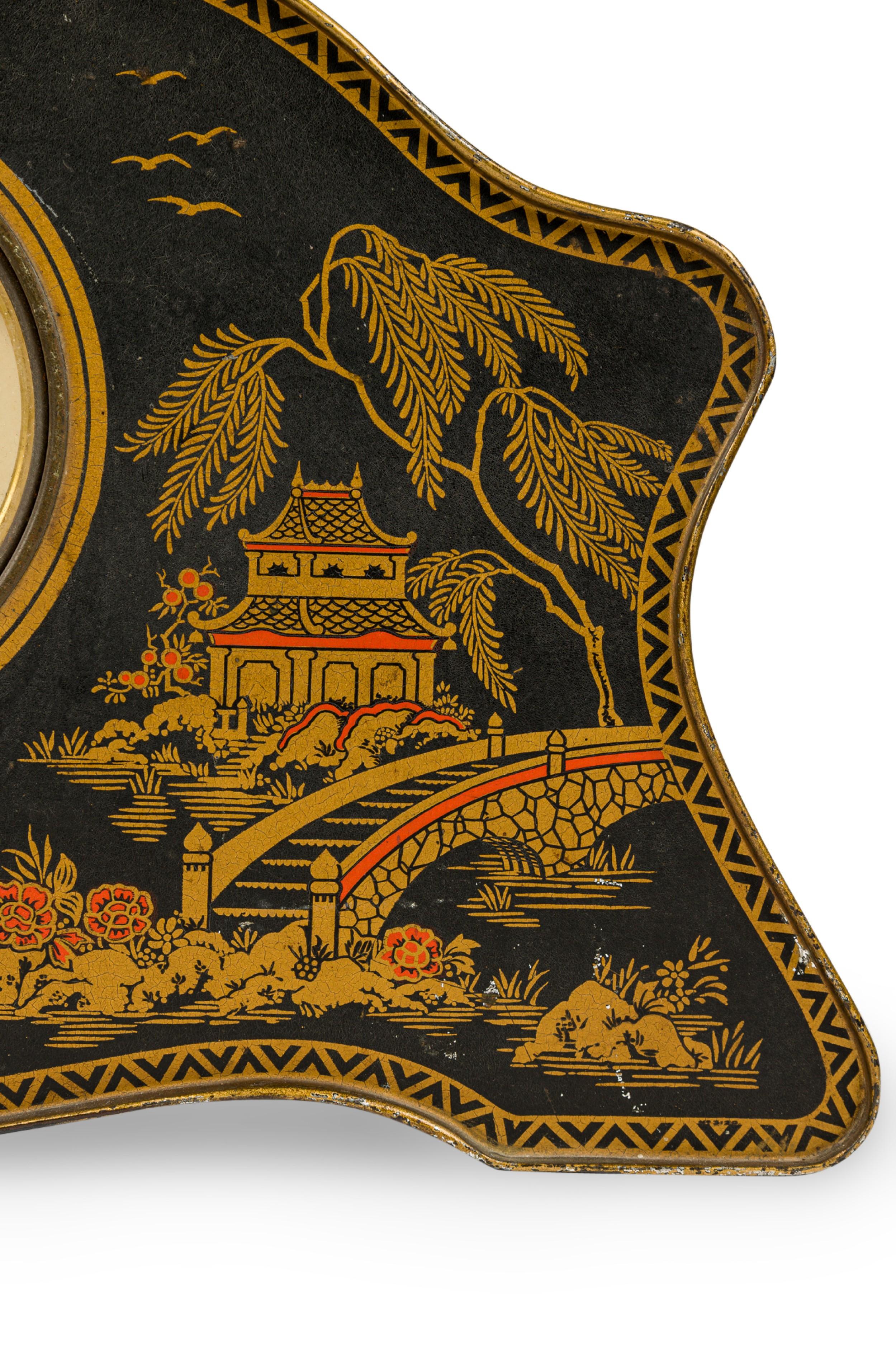 Bronze English Regency Chinoiserie Clock Set For Sale