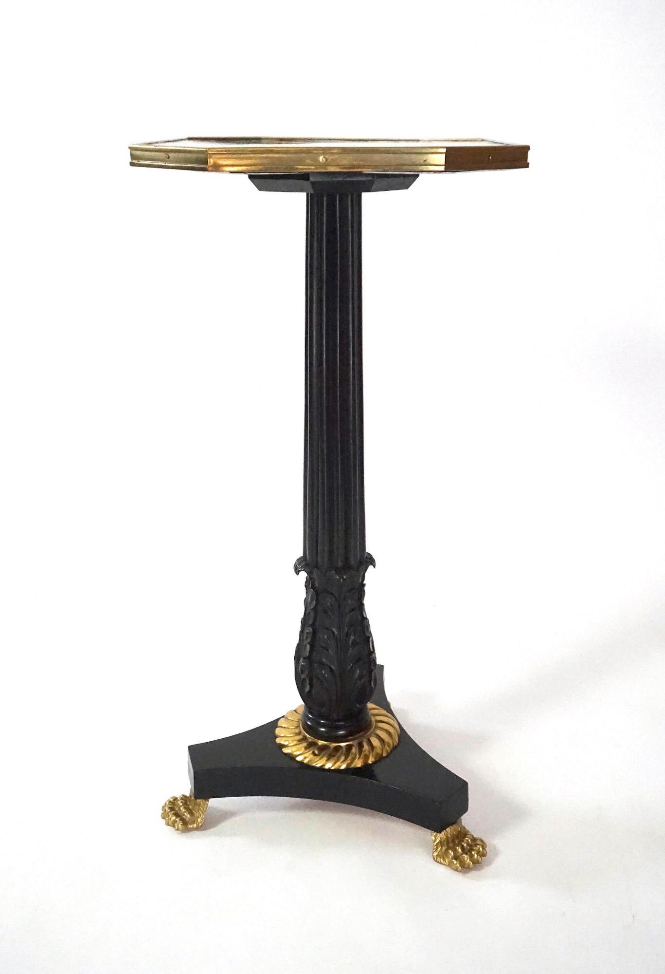 English Regency Chinoiserie Lacquer Top Ebonized Brass Mounted Stand, circa 1820 For Sale 3