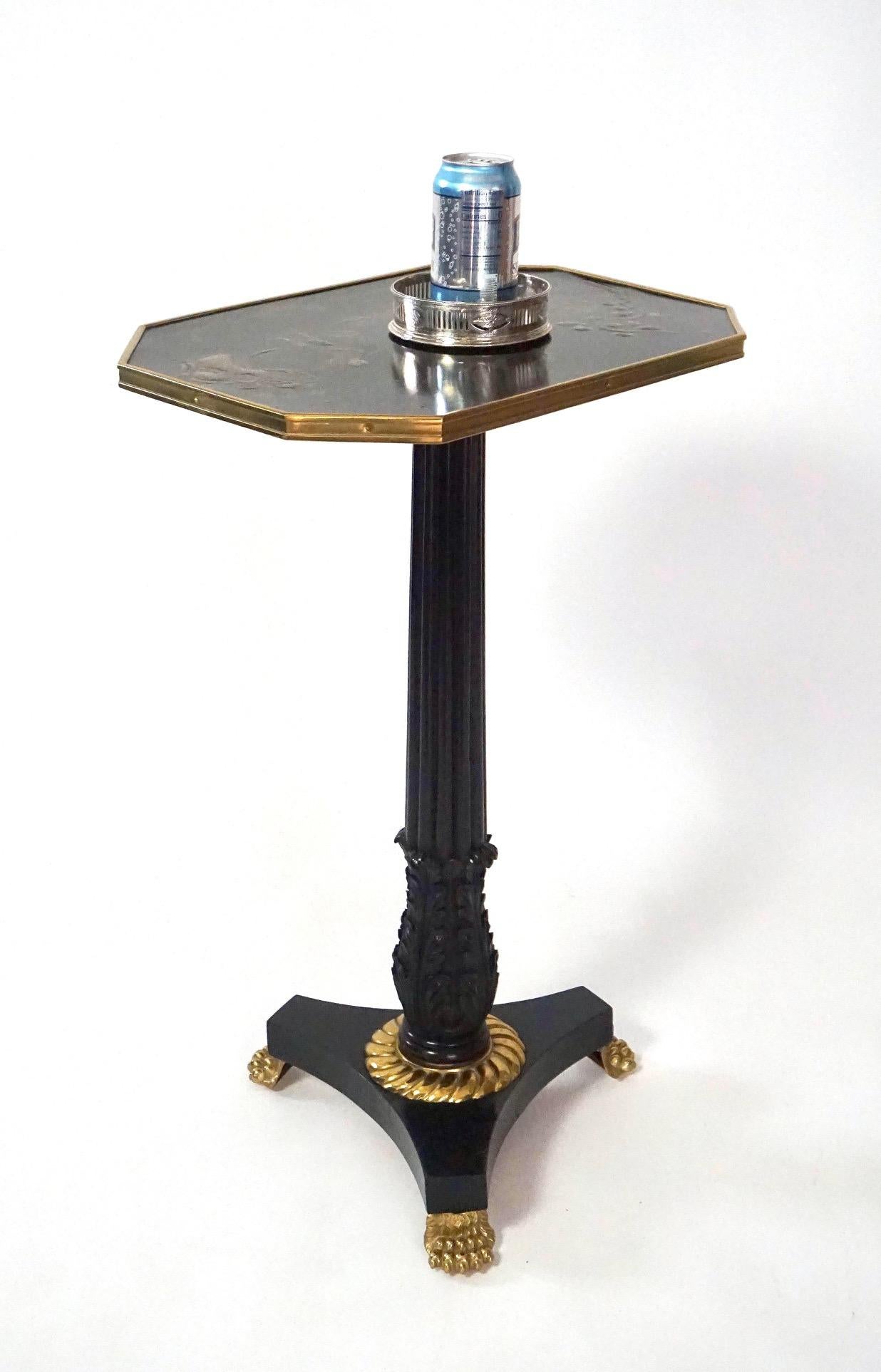 English Regency Chinoiserie Lacquer Top Ebonized Brass Mounted Stand, circa 1820 For Sale 6