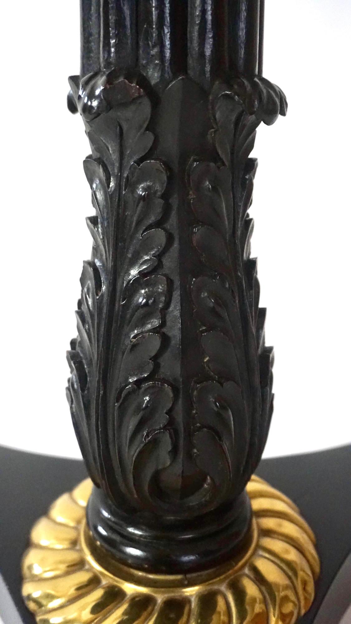 English Regency Chinoiserie Lacquer Top Ebonized Brass Mounted Stand, circa 1820 For Sale 1