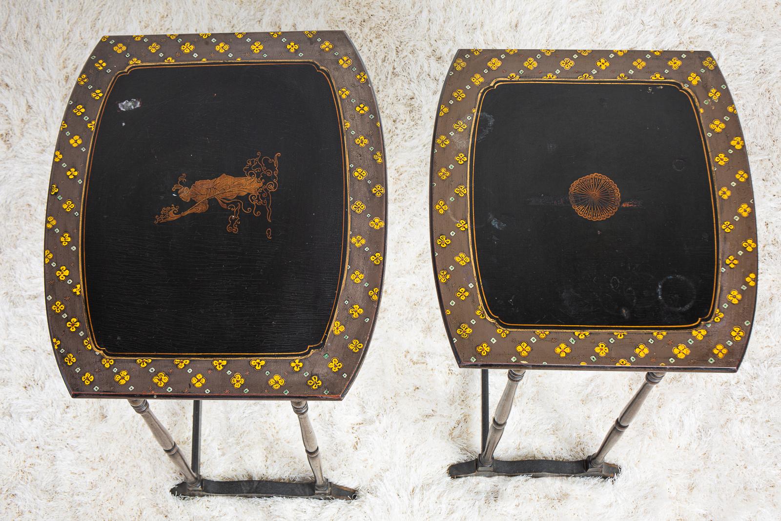 Lacquer English Regency Chinoiserie Nesting Tables