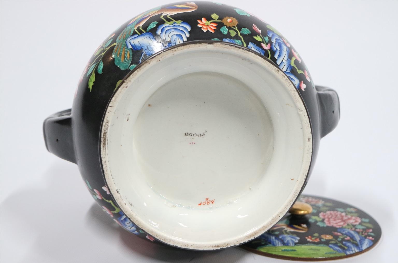 English Regency Chinoiserie Spode Potpourri Porcelain Jar 1