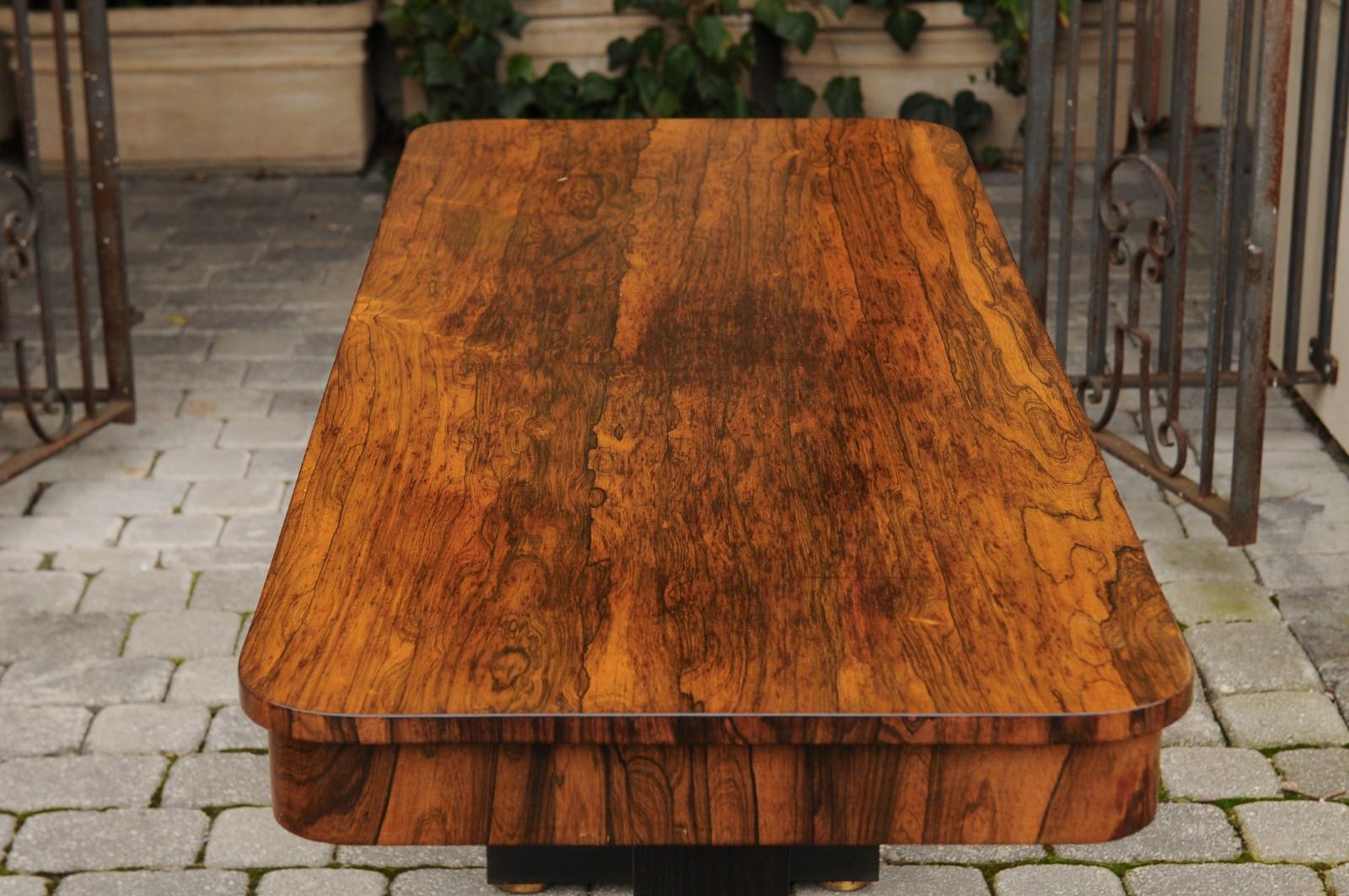 English Regency Console Table circa 1830 with Rosewood Top and Ebonized Base For Sale 9