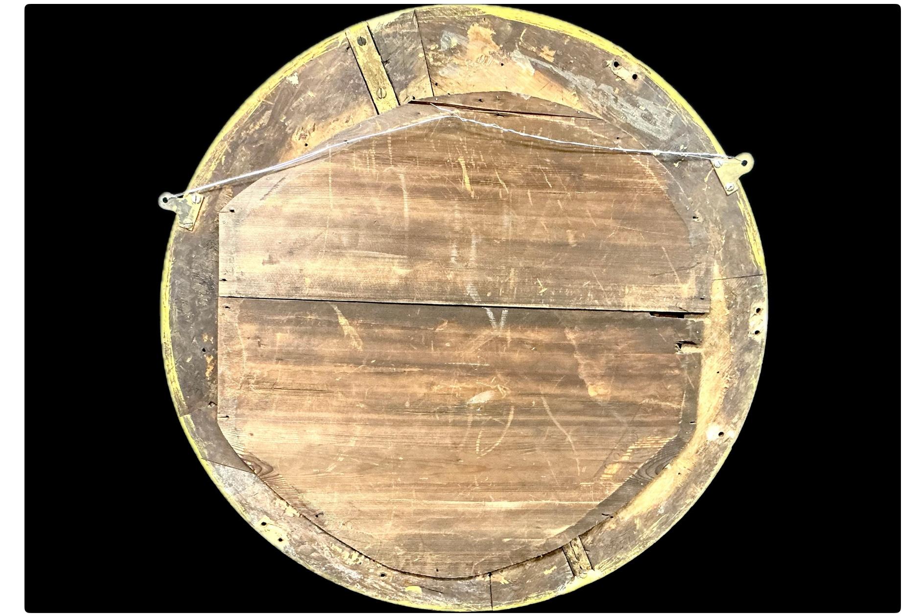 Miroir de style Régence anglaise en bois doré convexe à œil de bœuf en vente 1