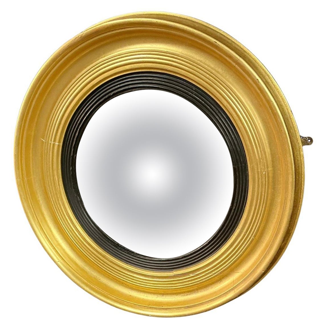 Miroir de style Régence anglaise en bois doré convexe à œil de bœuf en vente