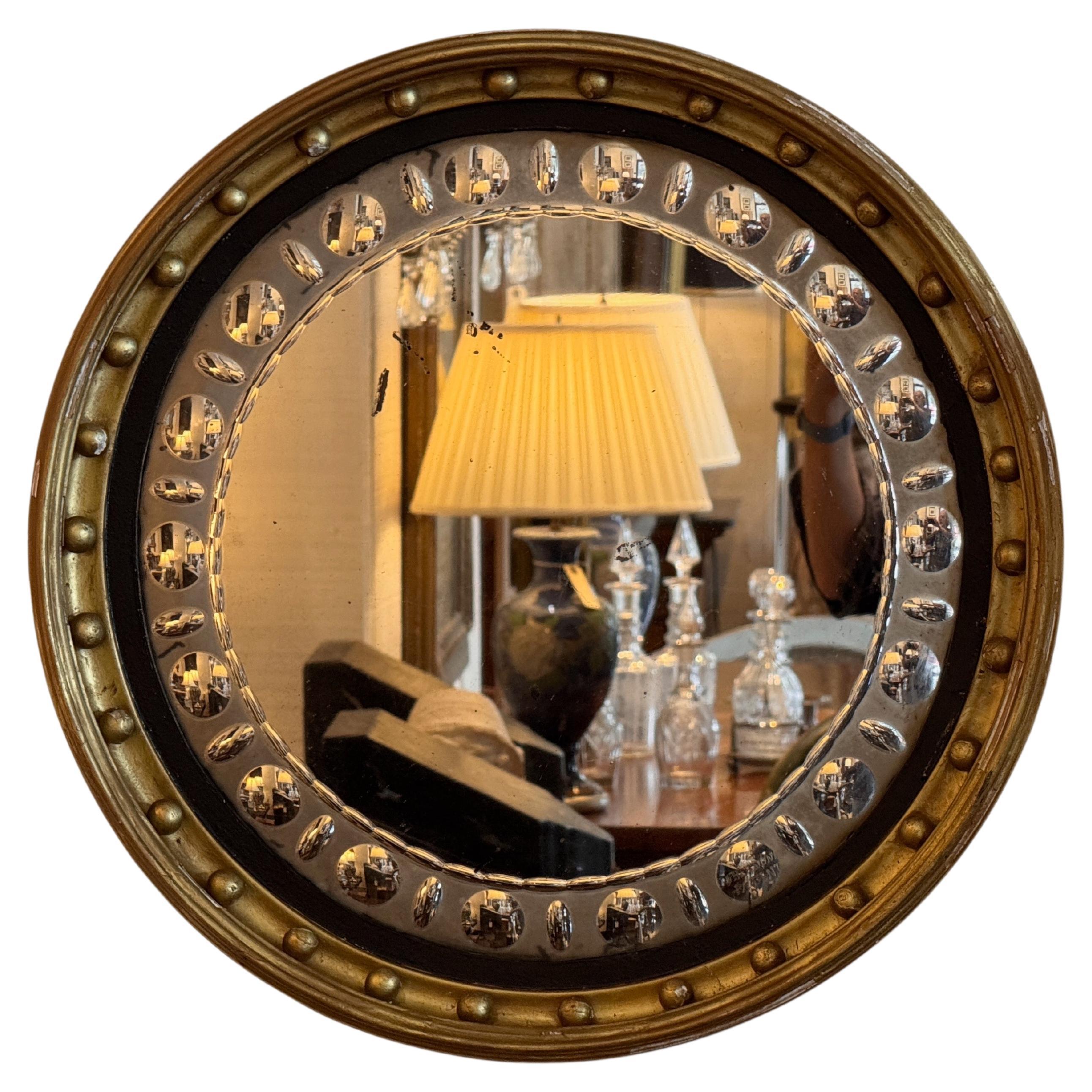 English Regency Convex Mirror With Bullseye Border