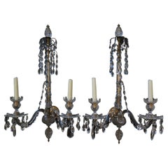 Englische Regency-Wandleuchter aus geschliffenem Glas und Messing