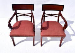 English Regency Dining Arm Chairs by Baker Furniture, Pair