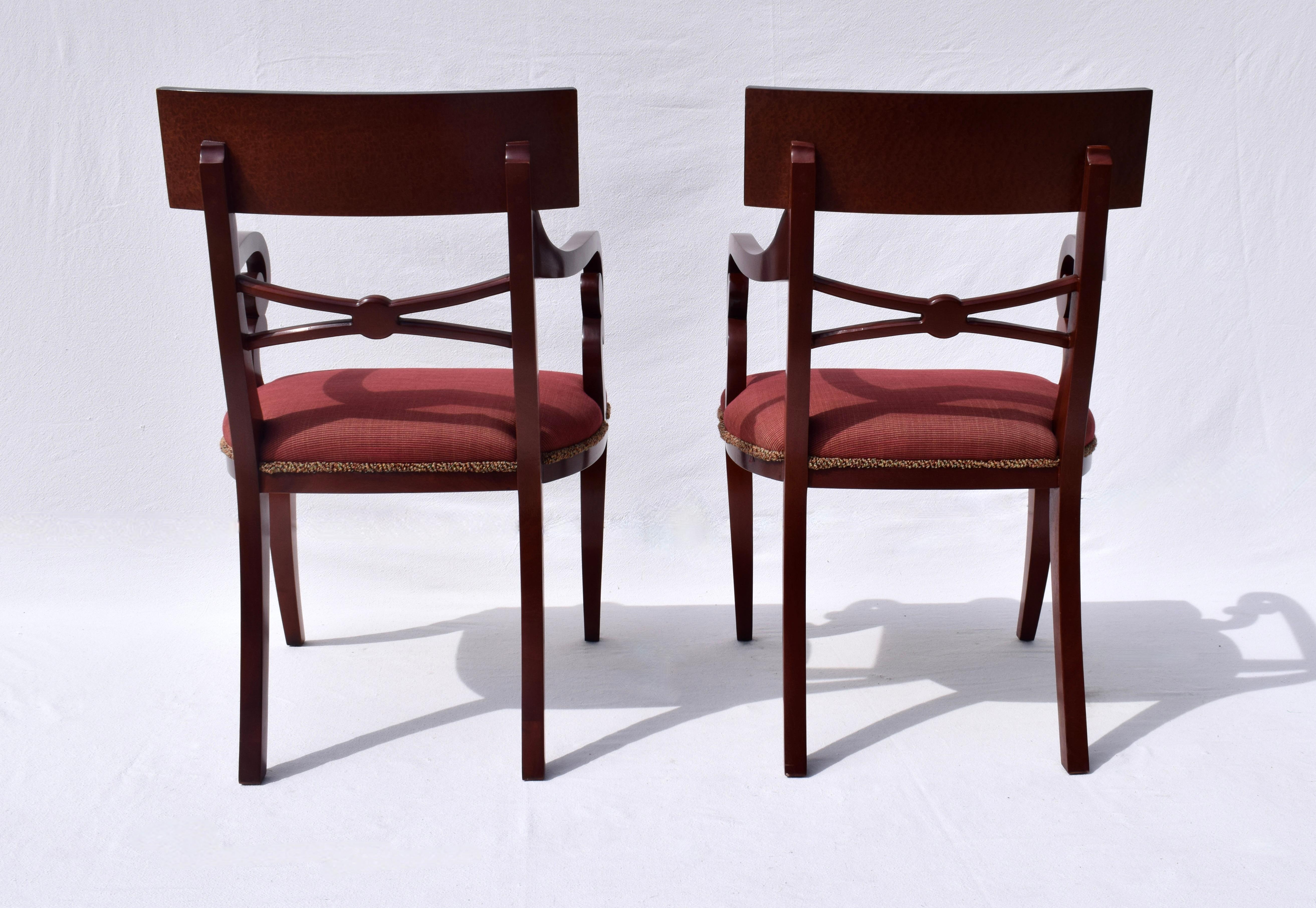 English Regency Dining Arm Chairs by Baker Furniture, Pair 1