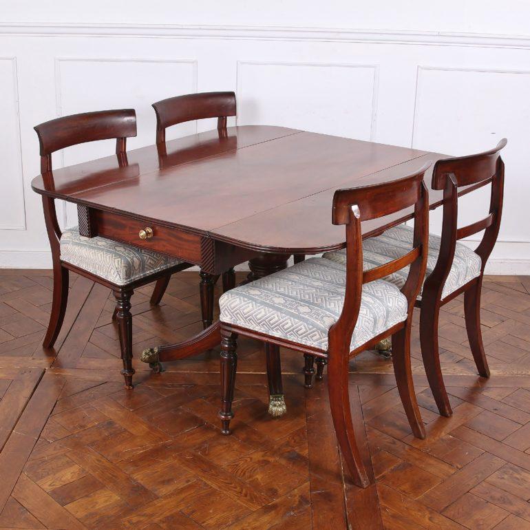 Hand-Carved English Regency Drop-Leaf Table, circa 1830