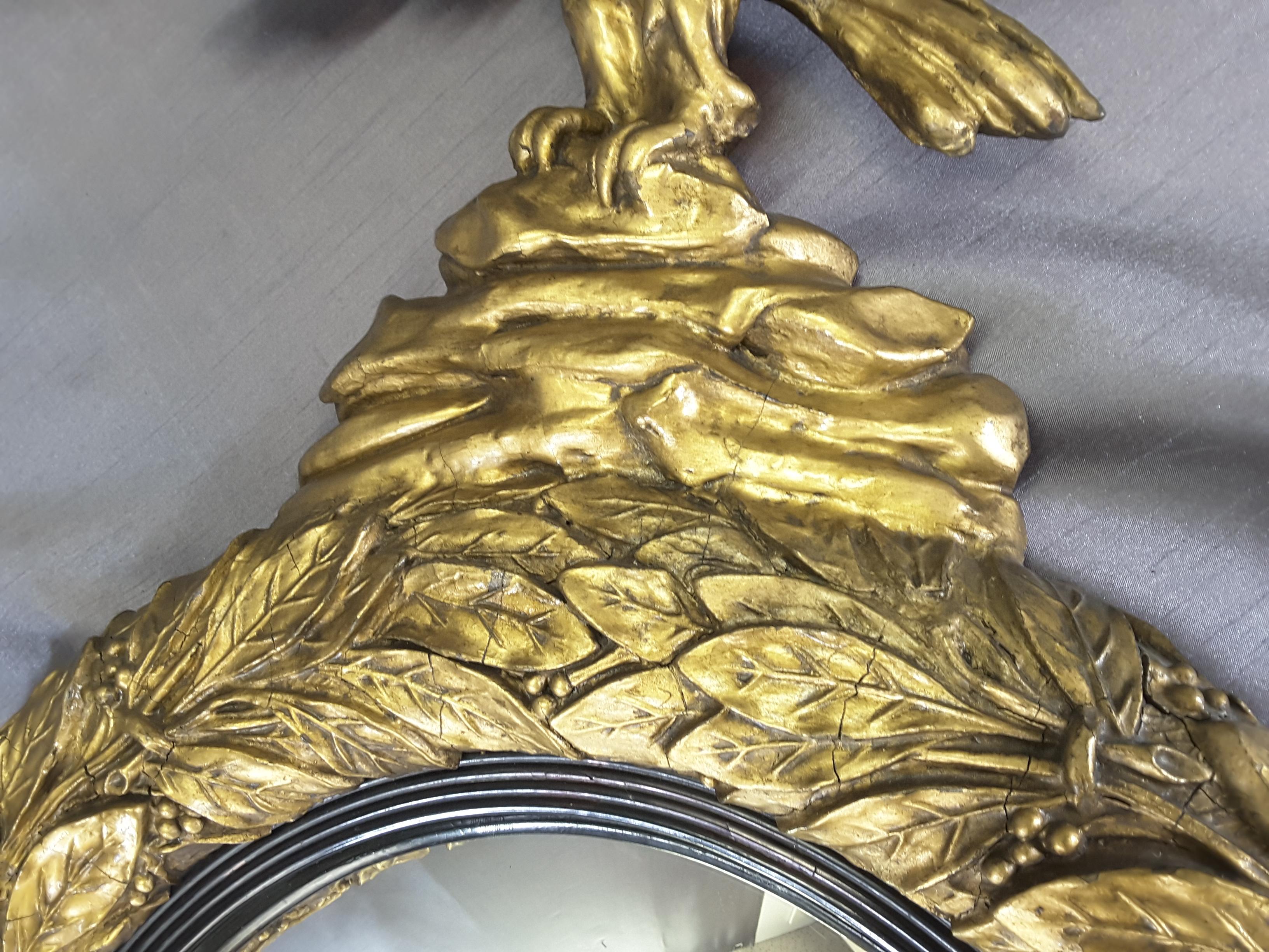 English Regency Eagle Gilt Convex Bullseye Mirror For Sale 7