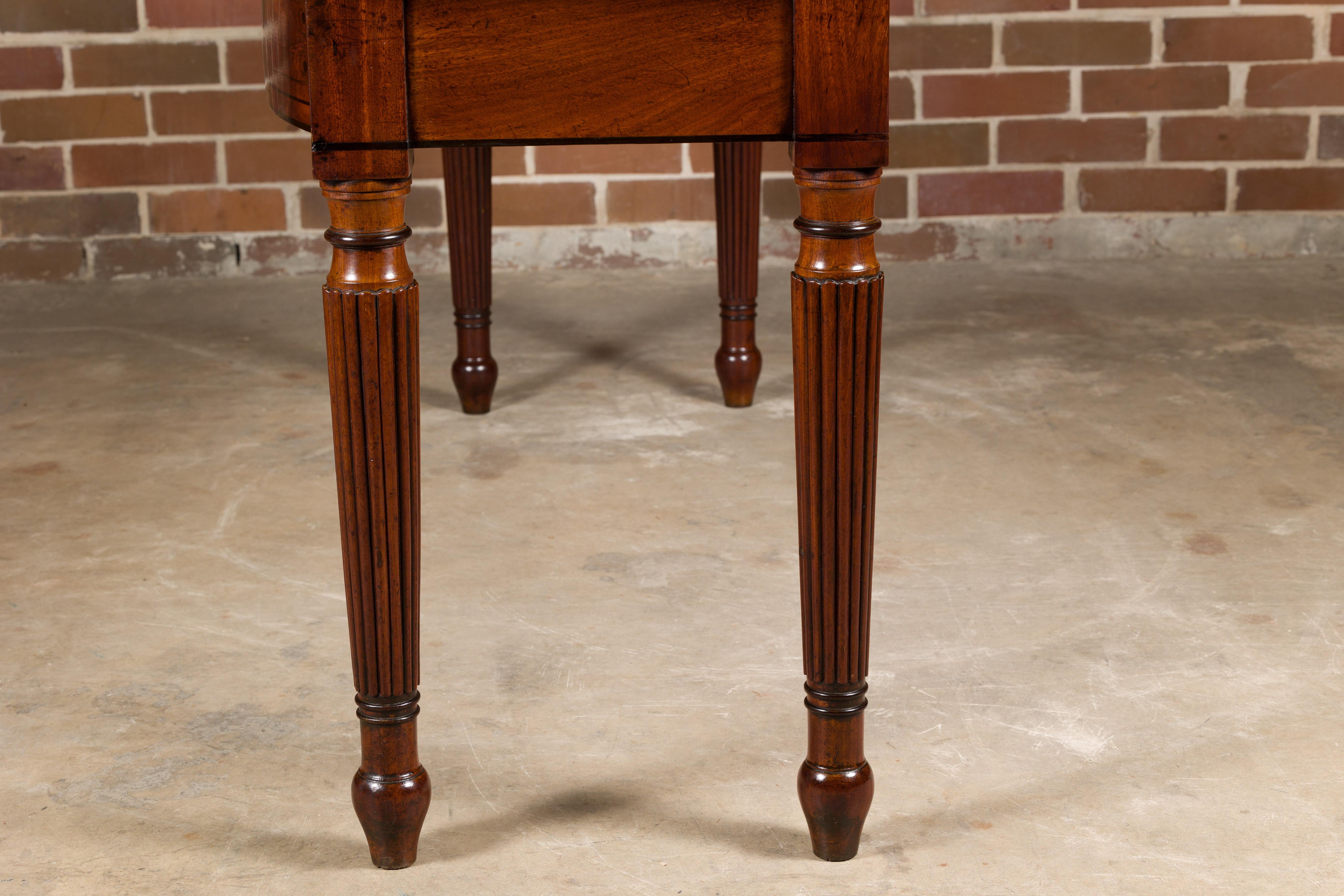 English Regency Early 19th Century Bow Front Console with Turned Reeded Legs 12