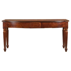 English Regency Early 19th Century Bow Front Console with Turned Reeded Legs