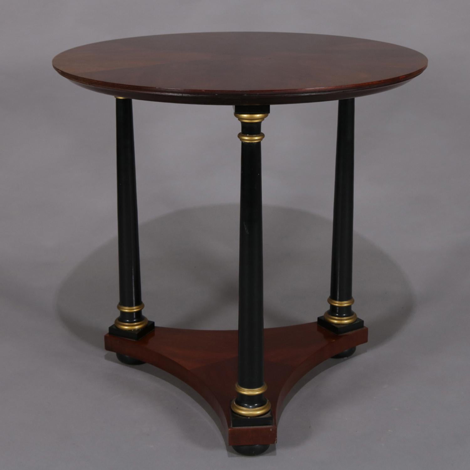 English Regency Ebonized & Gilt Mahogany Tri-Column Center Table, 20th Century (amerikanisch)