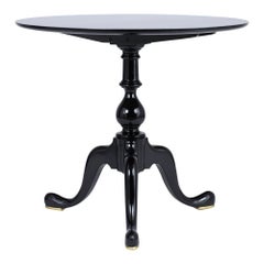 English Regency Ebonized Pedestal Round Side Table
