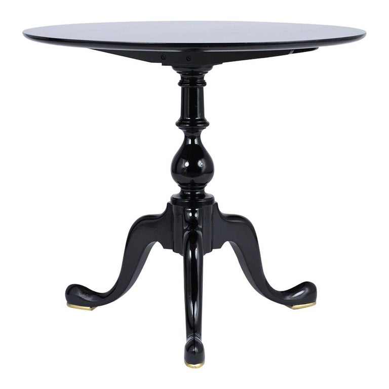 English Regency Ebonized Pedestal Round Side Table at 1stDibs
