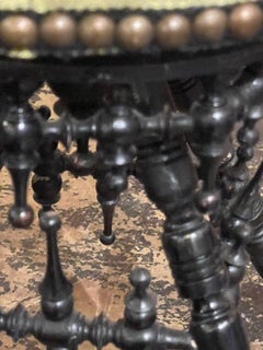 English Regency Ebonized Stool with Scalamandre Tiger Velvet