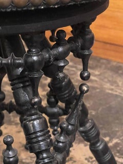 English Regency Ebonized Stool with Scalamandre Tiger Velvet