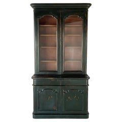 English Regency Ebonized Wood Bookcase Cabinet, 19th Century