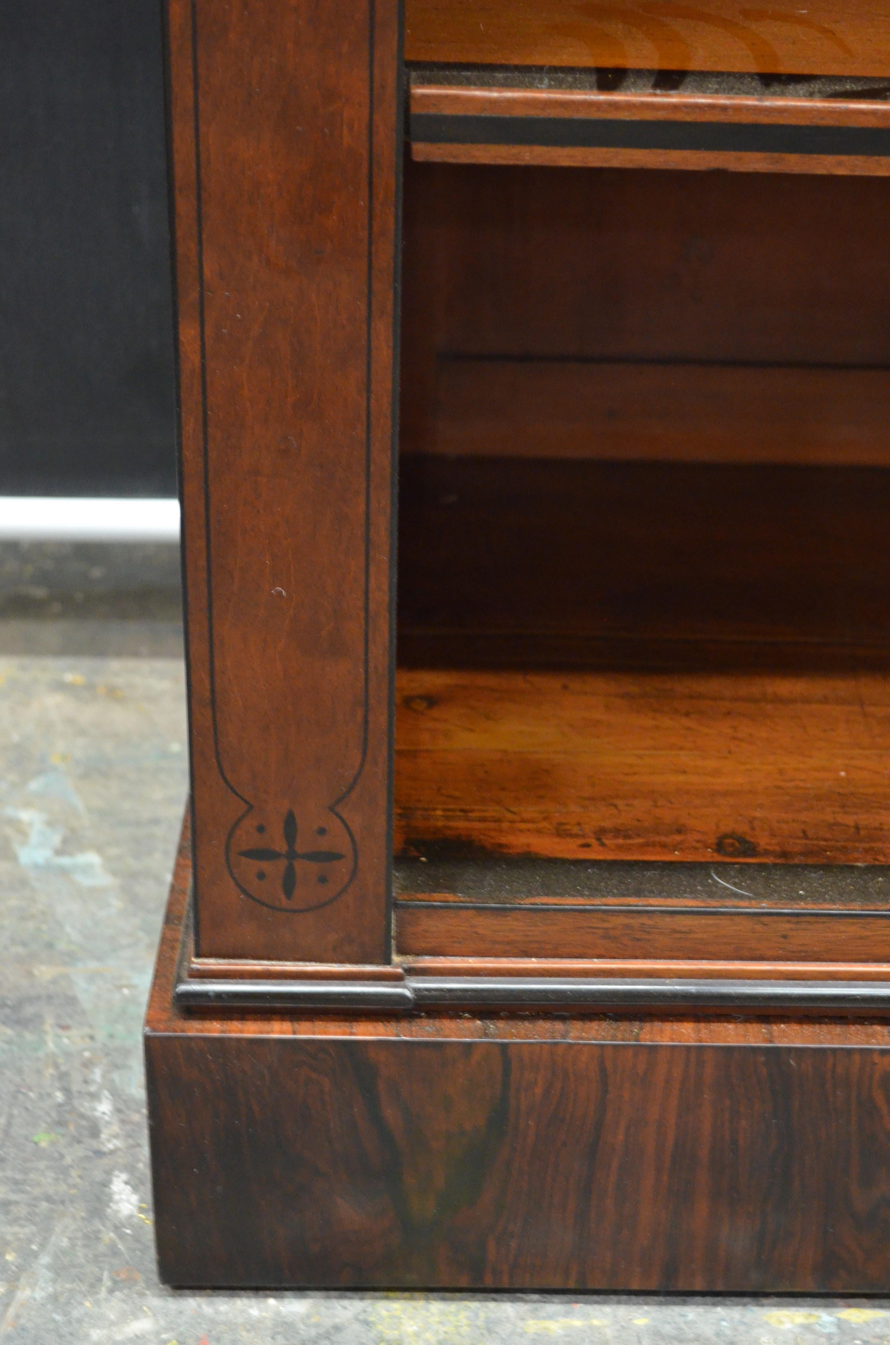 English Regency Ebony Inlaid Mahogany Open Bookcase / Bookshelf, 19th Century 3