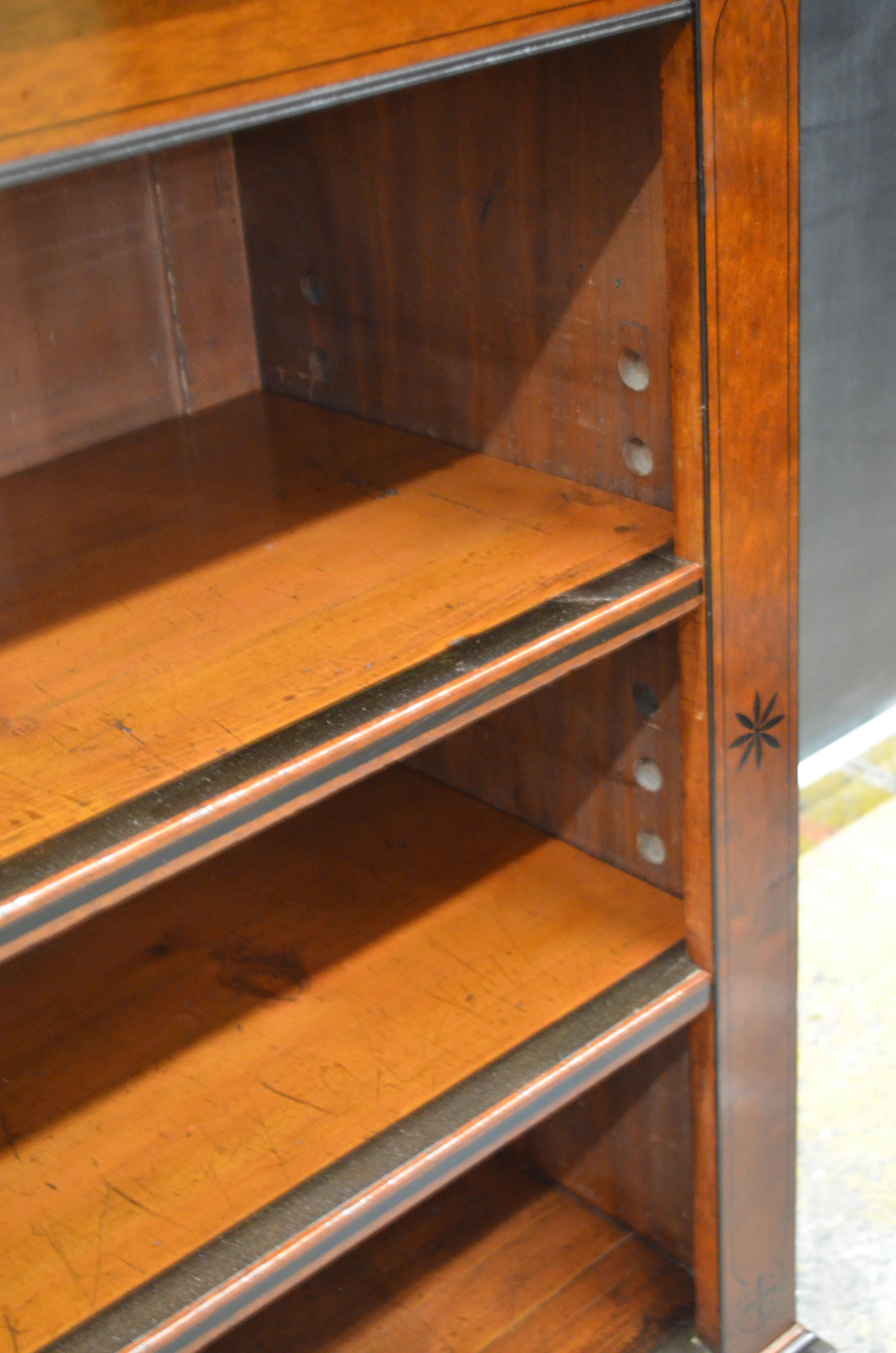 English Regency Ebony Inlaid Mahogany Open Bookcase / Bookshelf, 19th Century 5