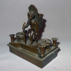 English Regency Ecrier and Match Strike in Patinated Bronze