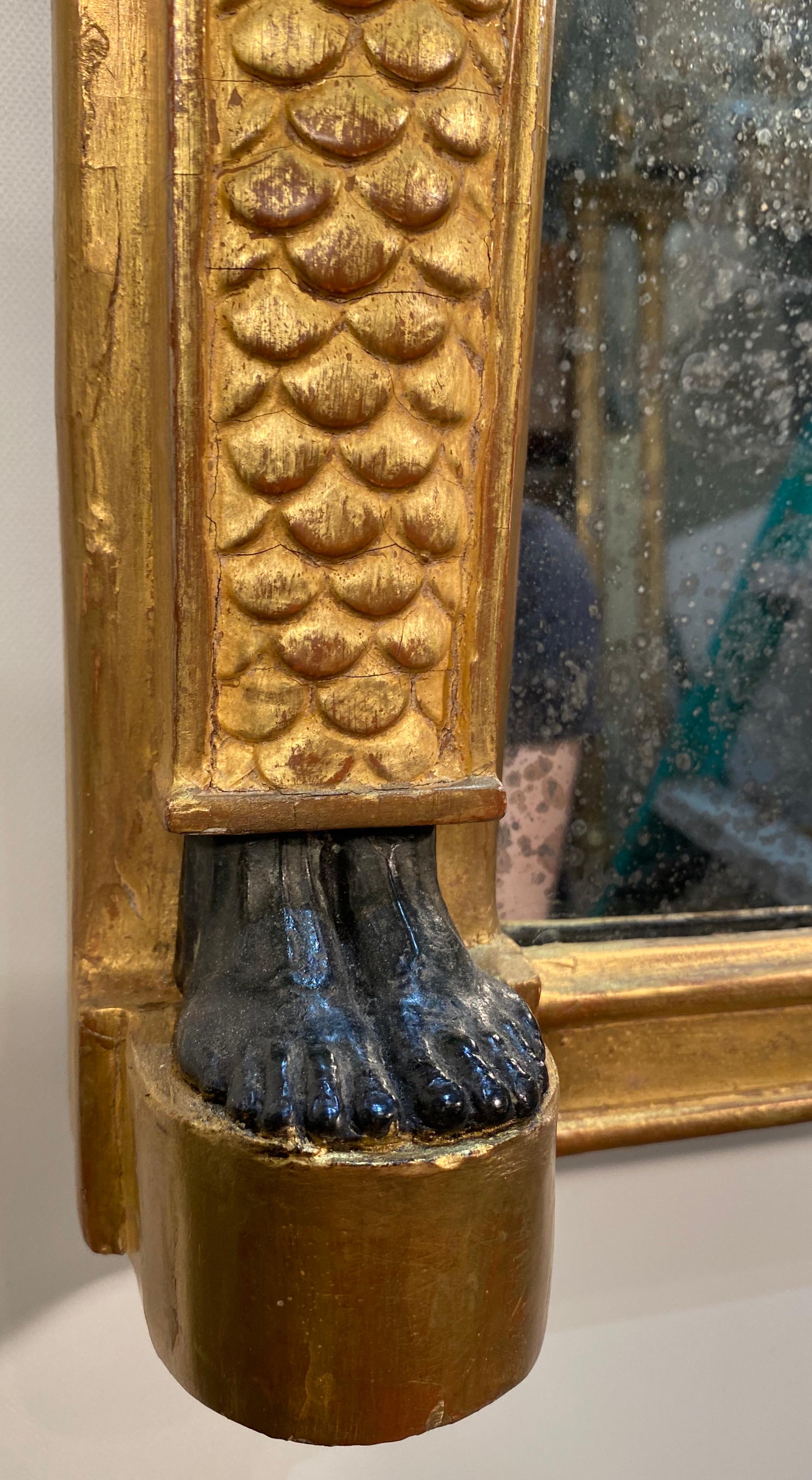 English Regency Egyptian Motif Gilt Pillar Mirror, Early 19th Century 3