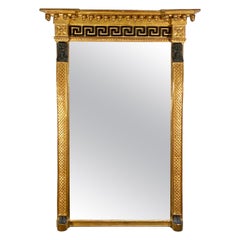 English Regency Egyptian Motif Gilt Pillar Mirror, Early 19th Century