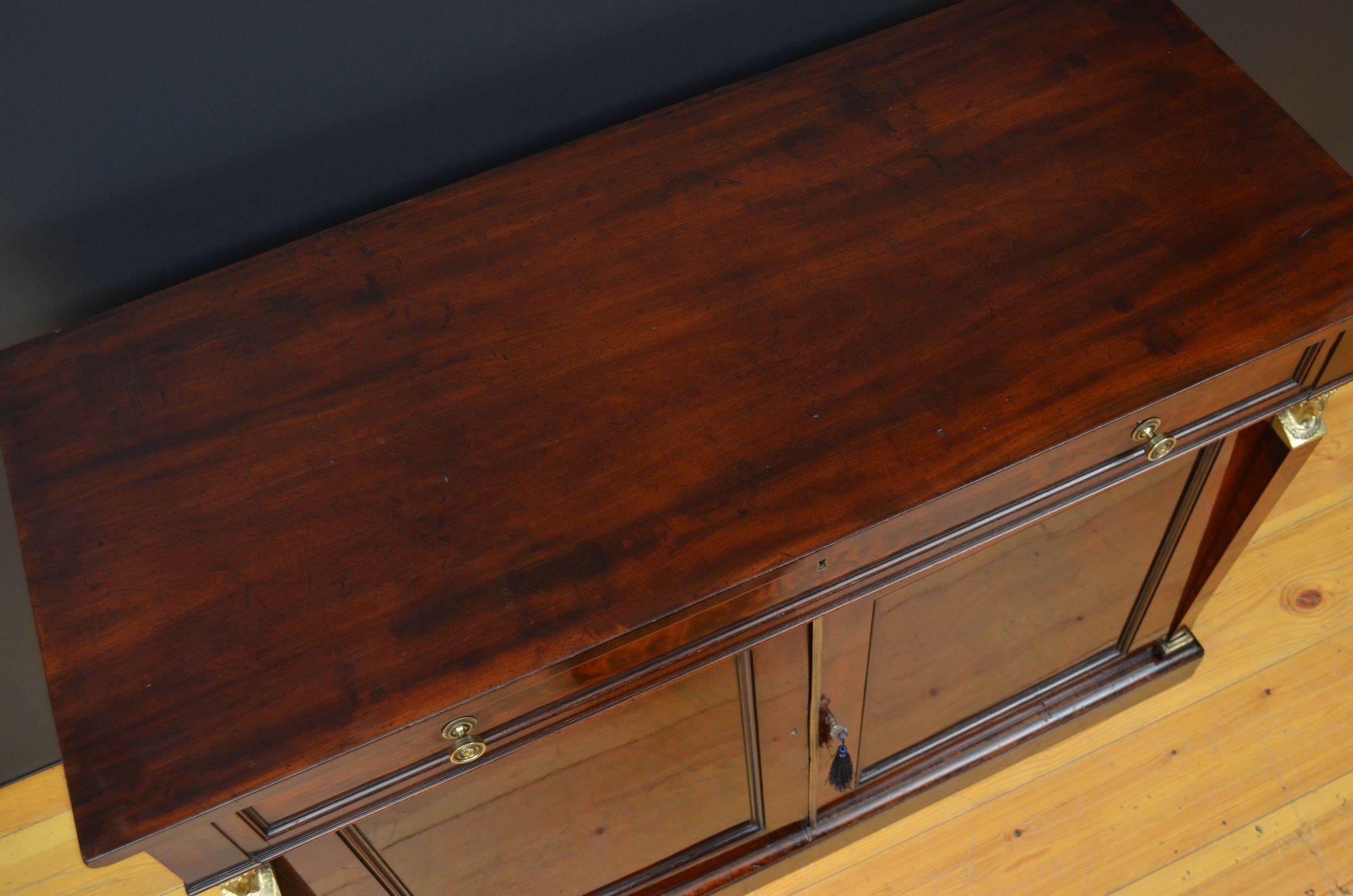 19th Century English Regency Empire Style Mahogany Sideboard
