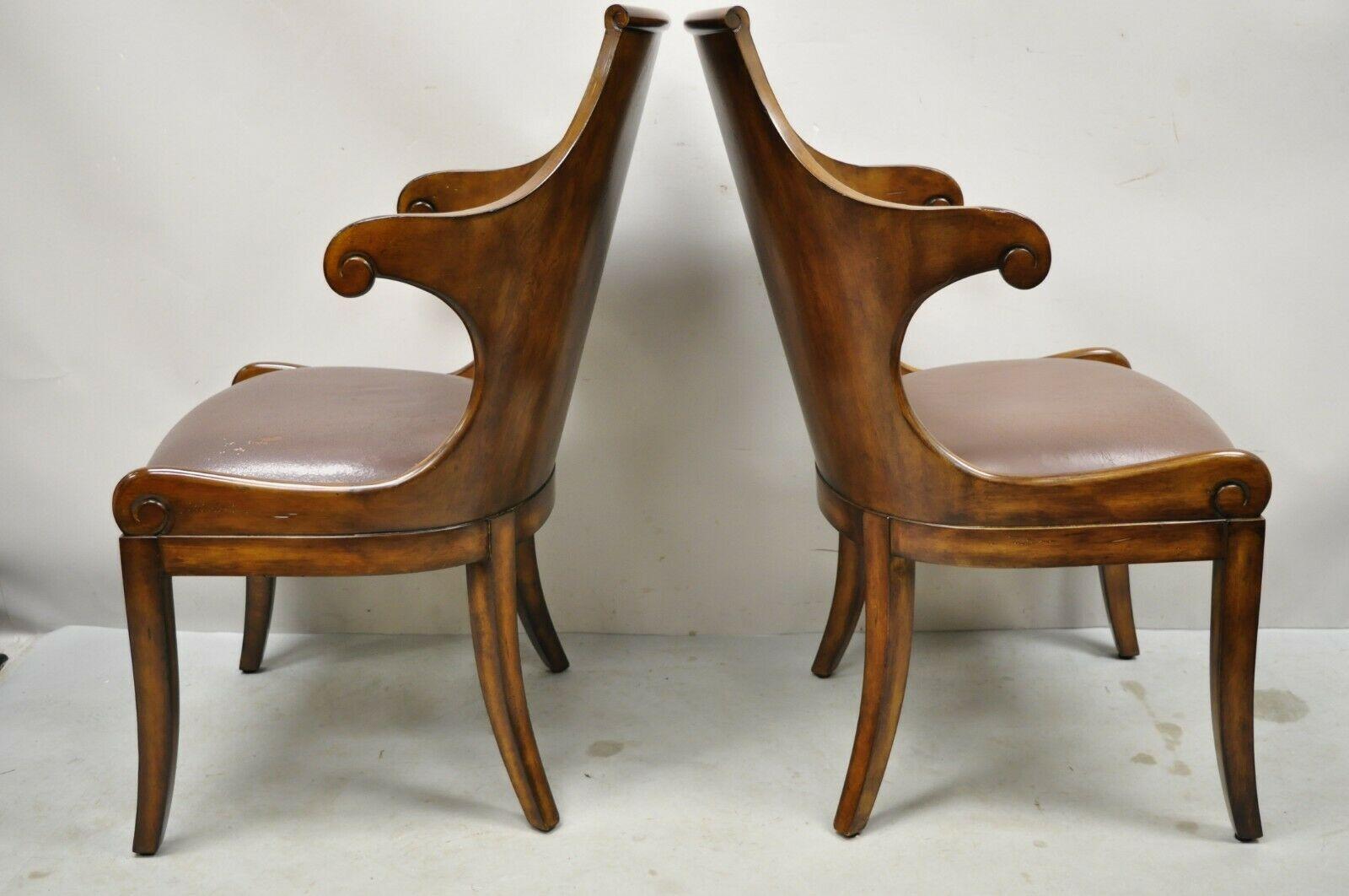 English Regency Empire Style Wood Barrel Back Side Chairs, a Pair 3