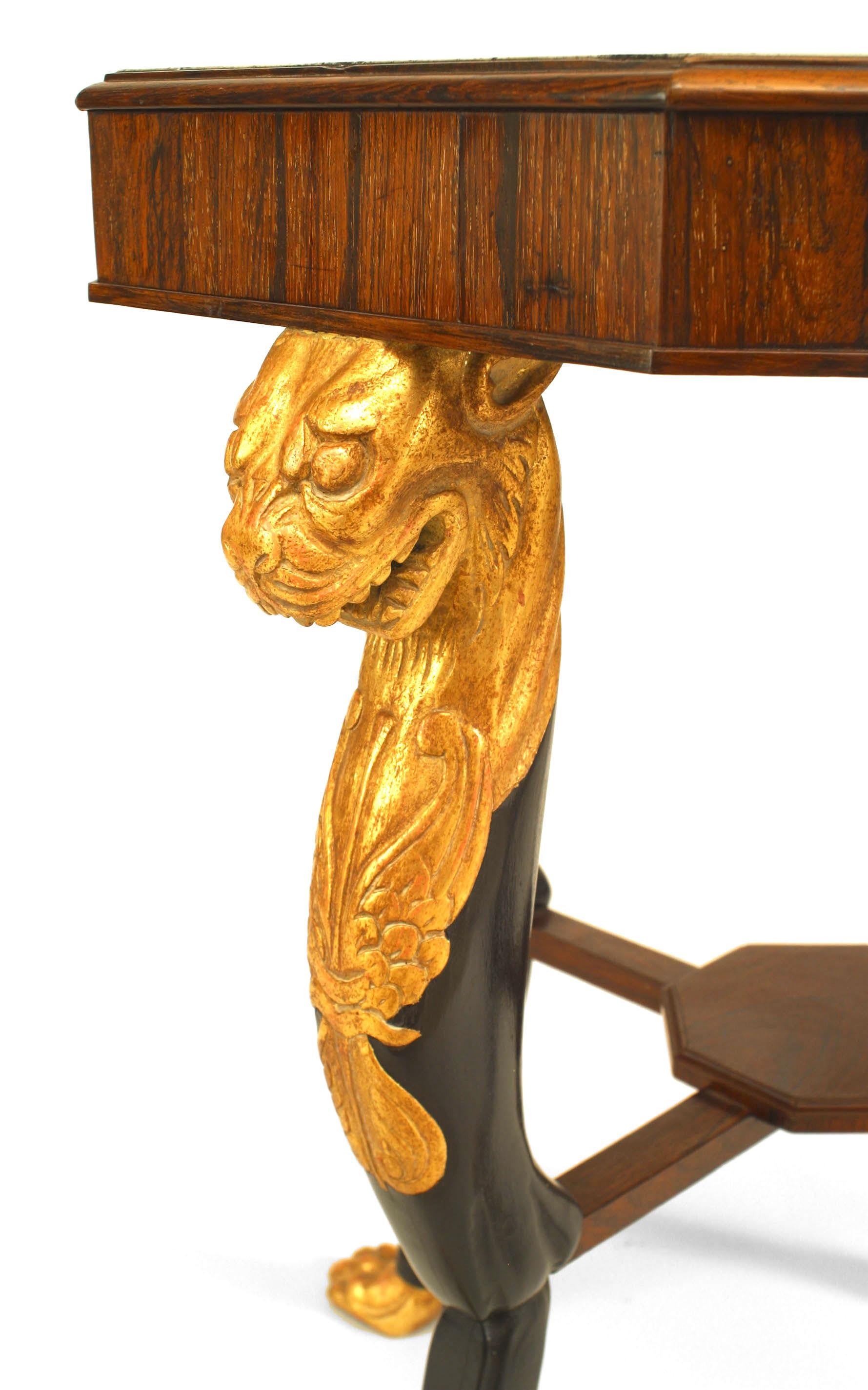 19th Century English Regency Rosewood and Gilt End Tables For Sale