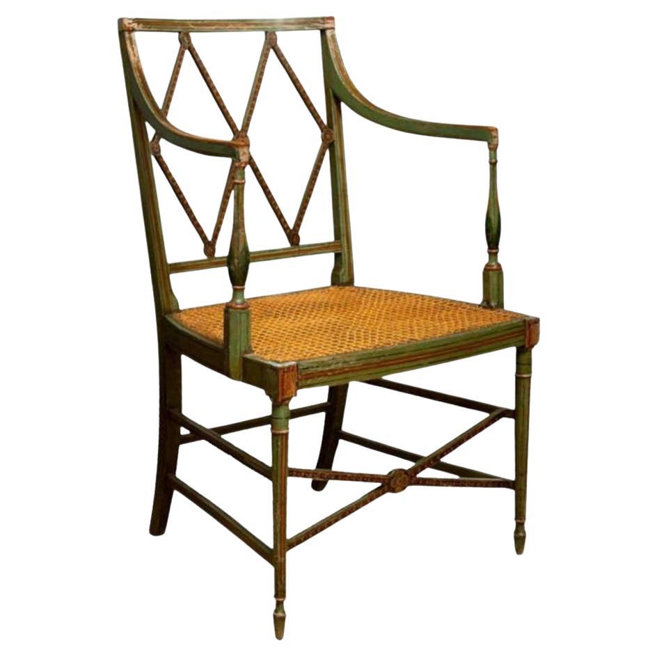 Englisch Regency Era Painted Wood Arm Stuhl