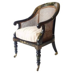 English Regency Faux Papier-mâché Caned Bergere or Armchair, circa 1830