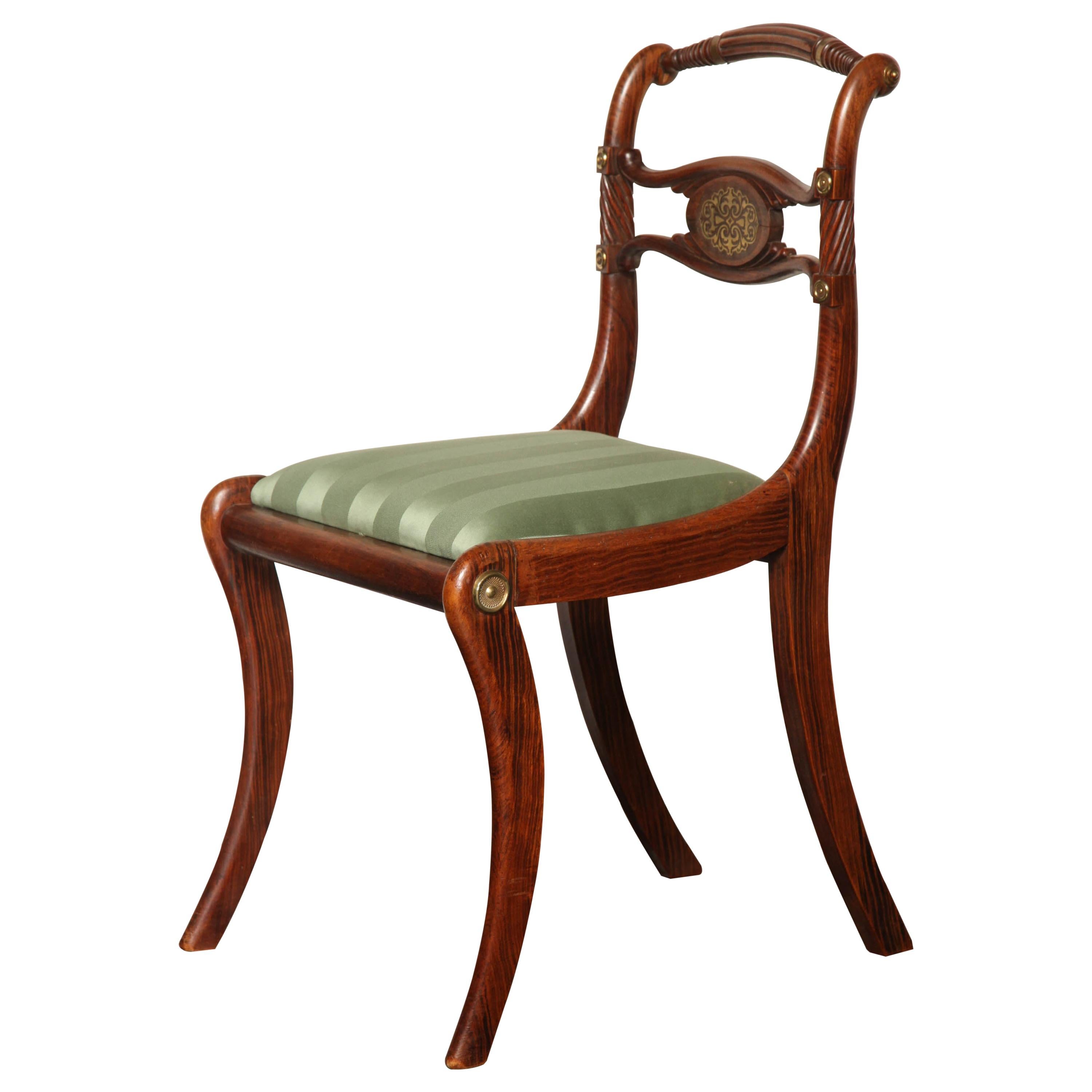  English Regency, Faux Rosewood and Brass Inlay Chair