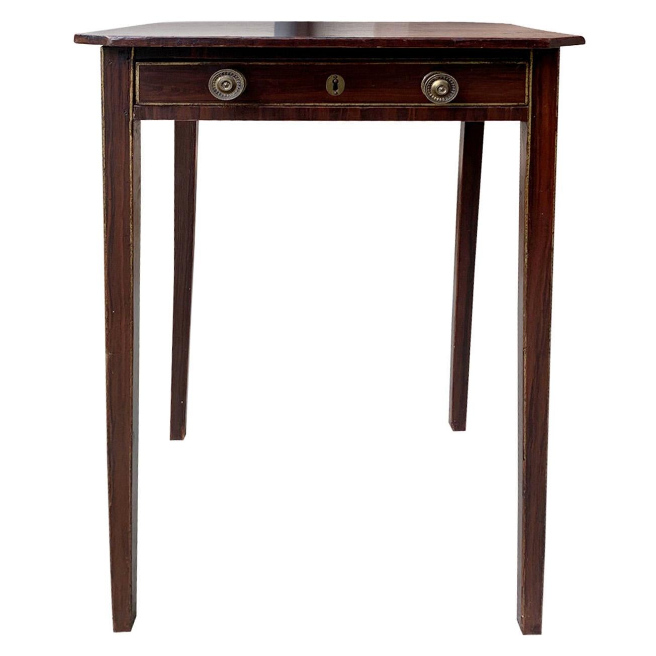 English Regency Faux Rosewood Grained and Gilt Pinstripe Table, circa 1815-1820