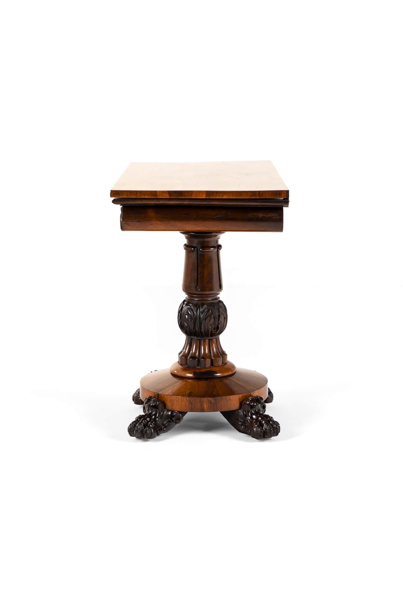 Brass English Regency Fold Over Tea Table For Sale