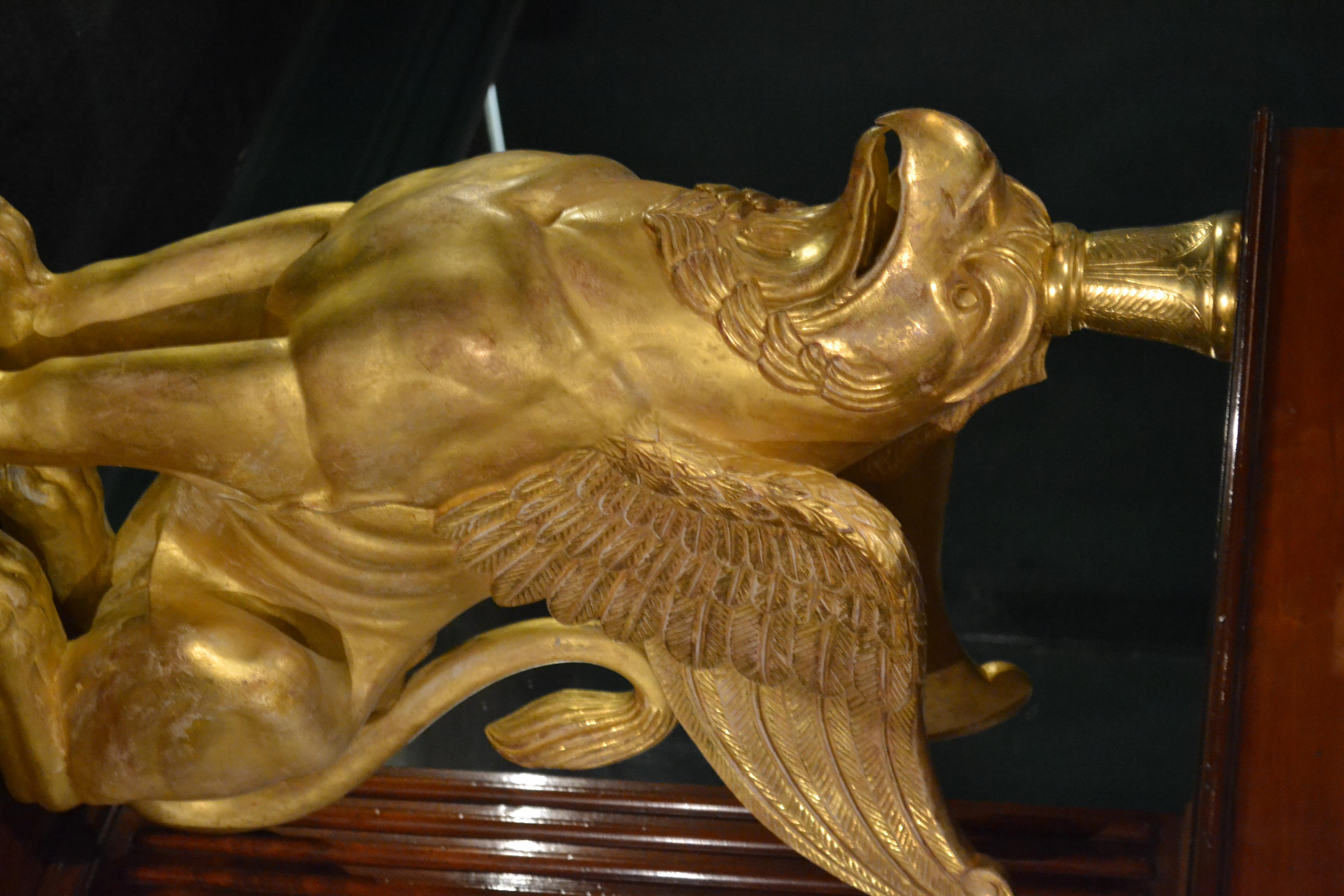 English Regency Gilded Griffin Marble Topped Mahogany Console For Sale 3