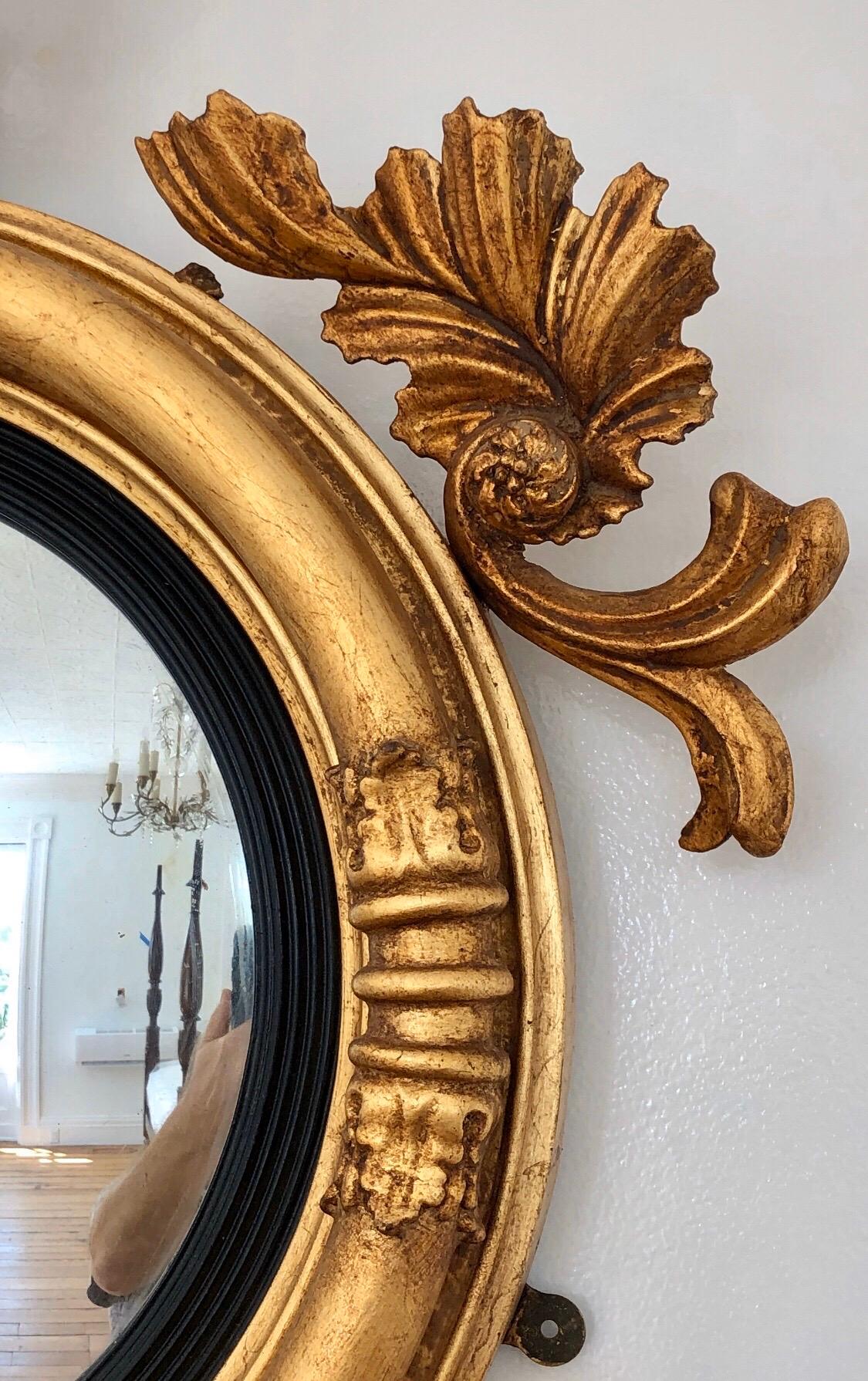 English Regency Gilt Carved Wood Girandole Mirror 1