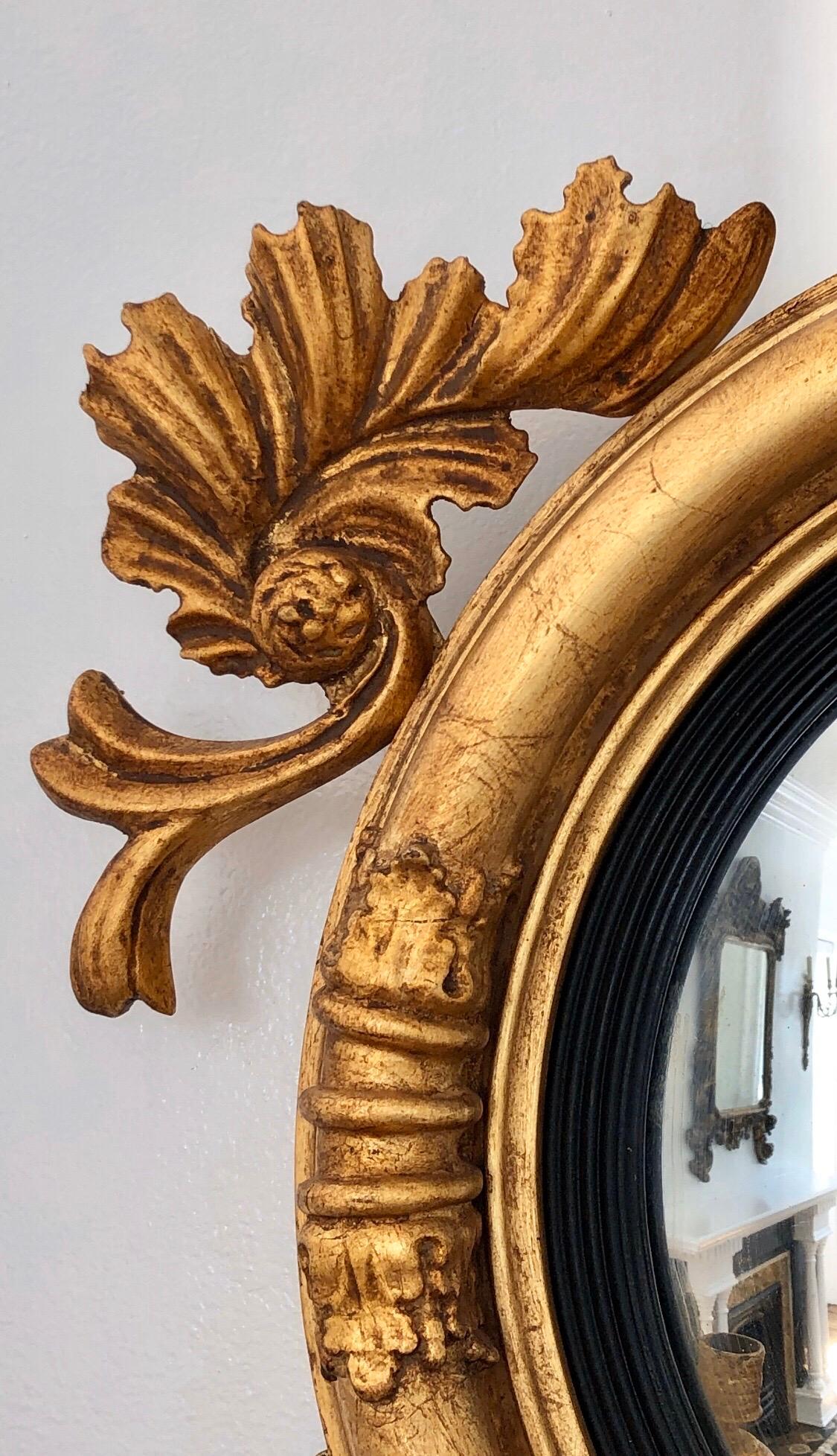 English Regency Gilt Carved Wood Girandole Mirror 3