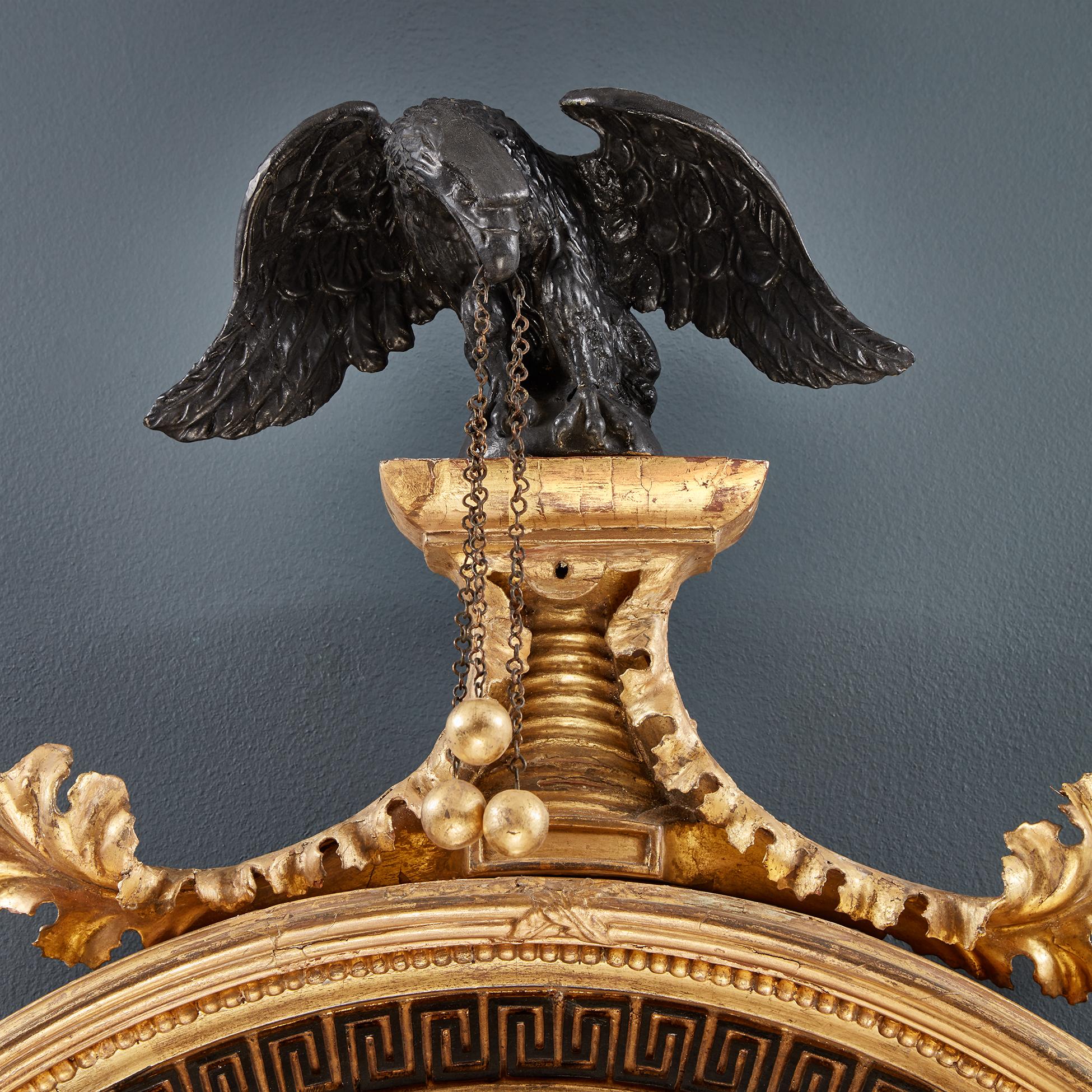 Britannico Specchio Girandole Convex dorato inglese Regency in vendita