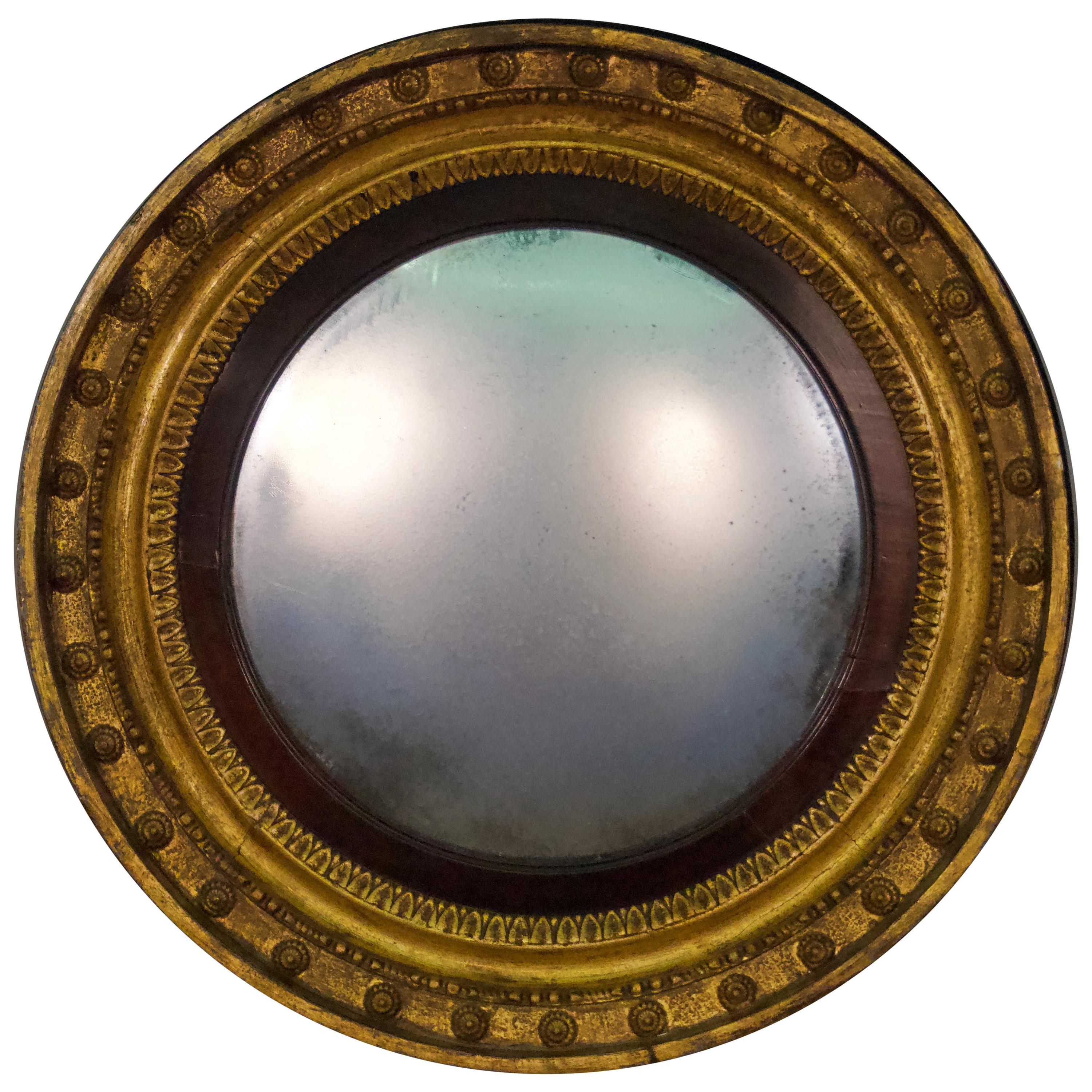 English Regency Giltwood Convex Mirror