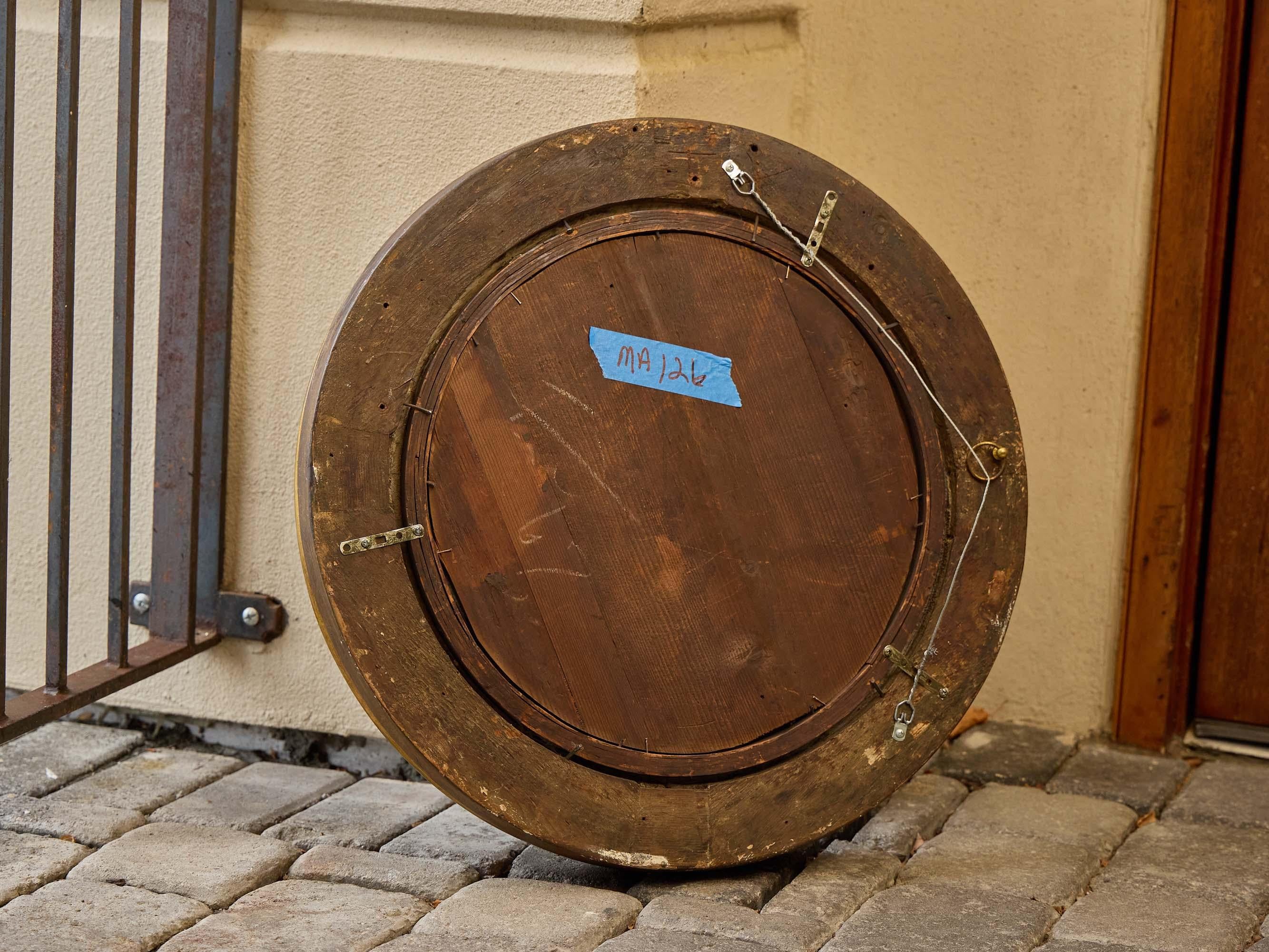 Specchio convesso in legno dorato inglese Regency con finiture ebanizzate, XIX secolo in vendita 5