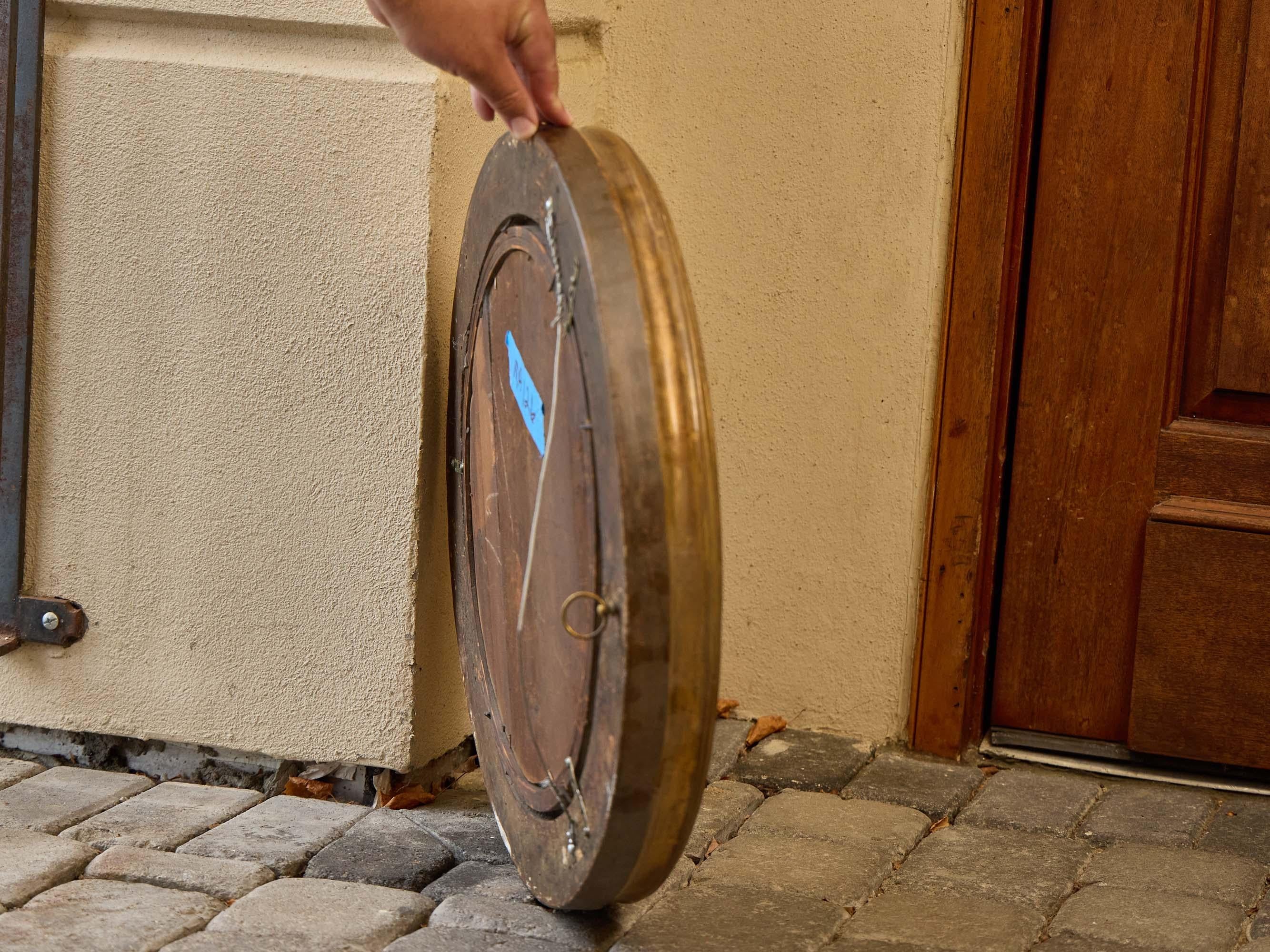 Specchio convesso in legno dorato inglese Regency con finiture ebanizzate, XIX secolo in vendita 2