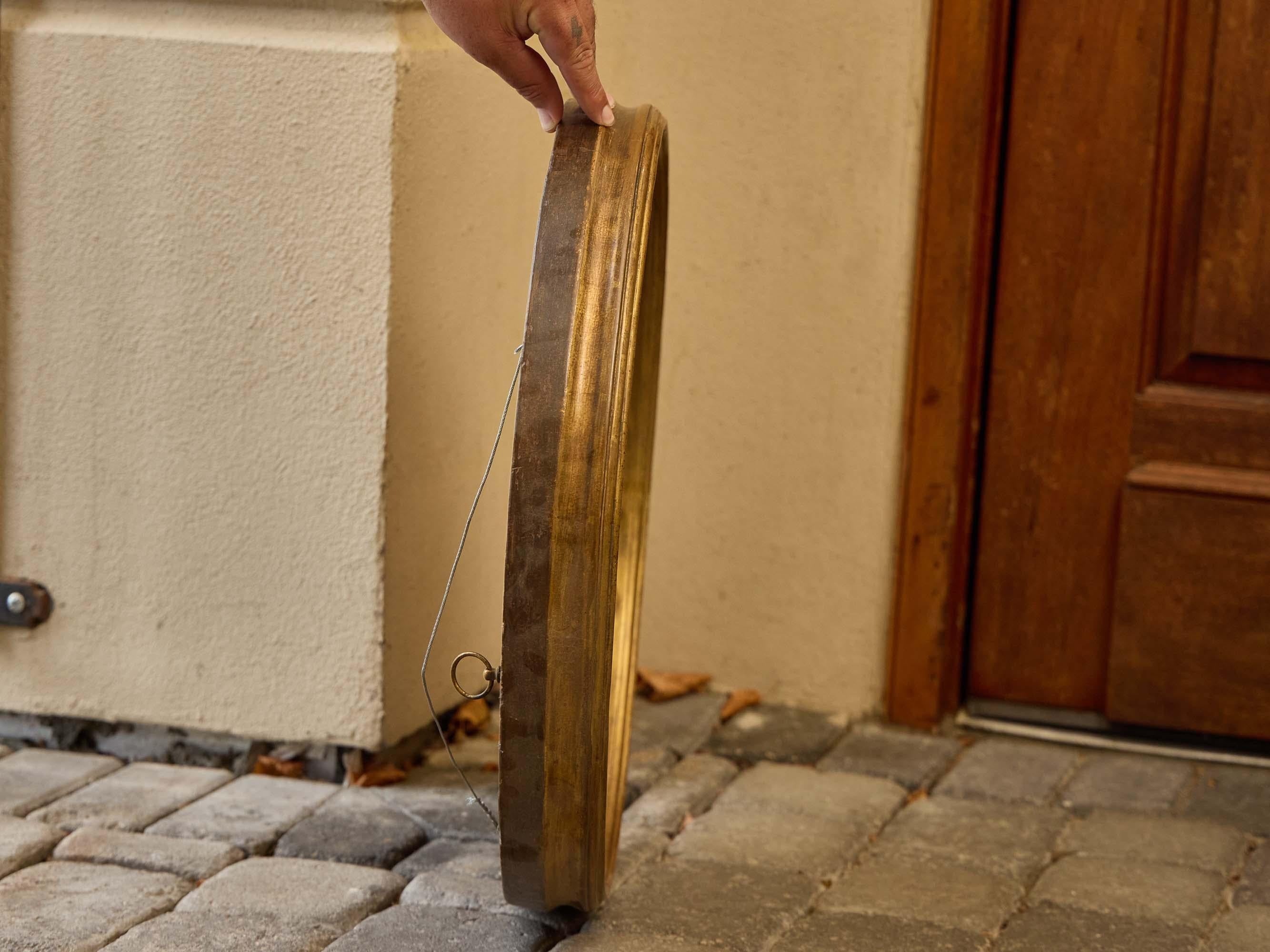 Specchio convesso in legno dorato inglese Regency con finiture ebanizzate, XIX secolo in vendita 3