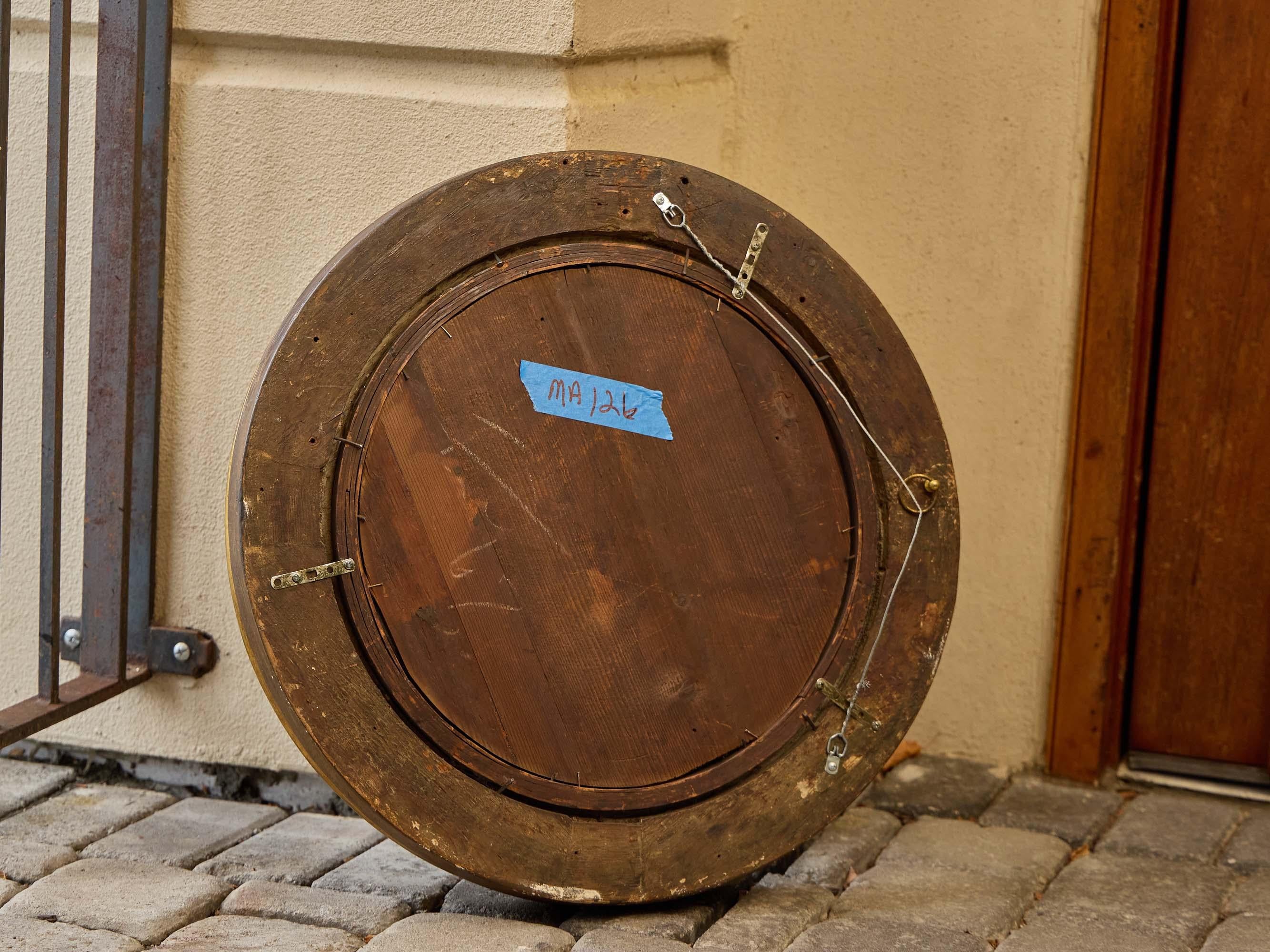 Specchio convesso in legno dorato inglese Regency con finiture ebanizzate, XIX secolo in vendita 4