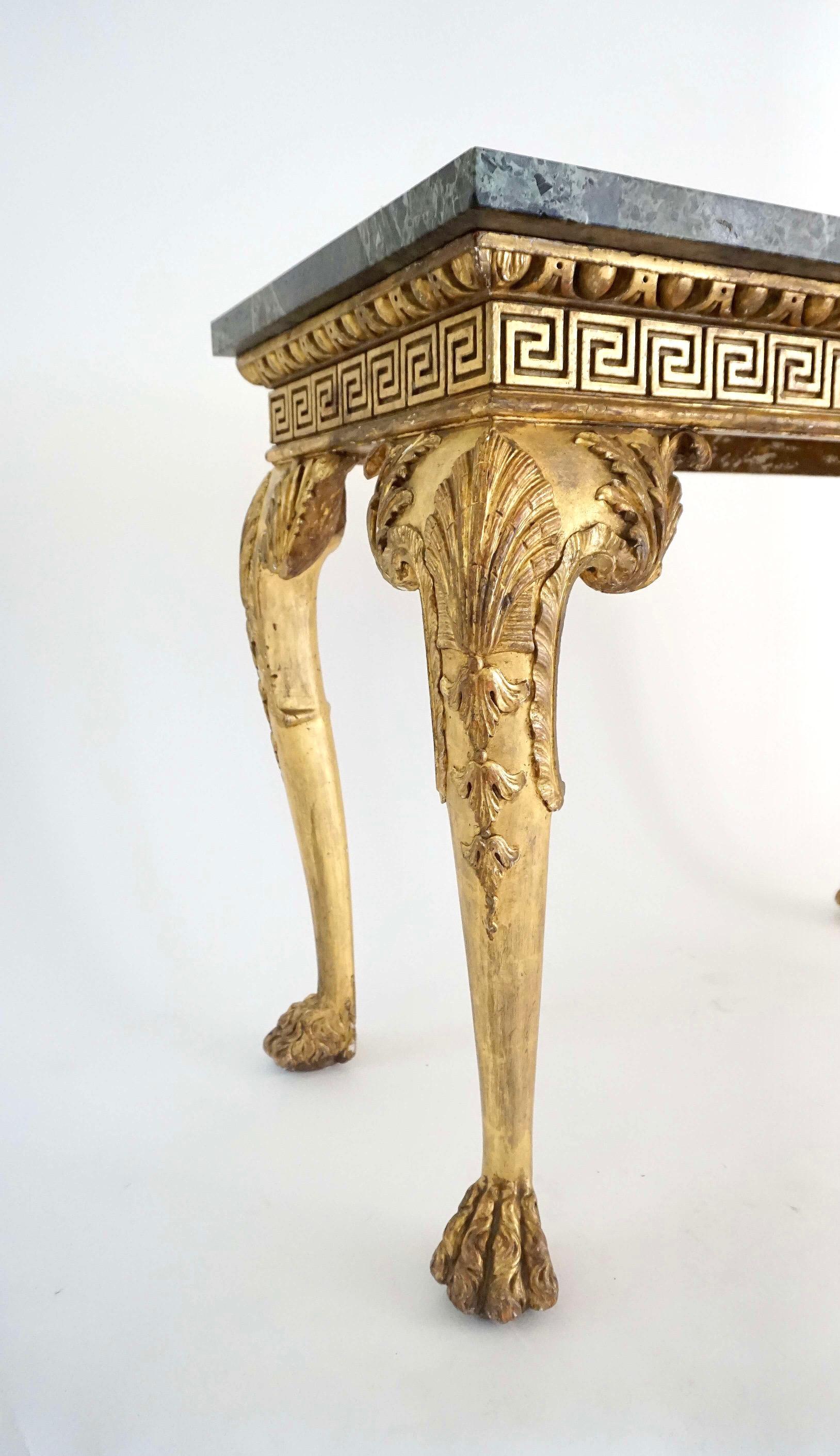 Hand-Carved Anglo-Irish Regency Giltwood Side Tables, Manner of William Kent, circa 1815 For Sale