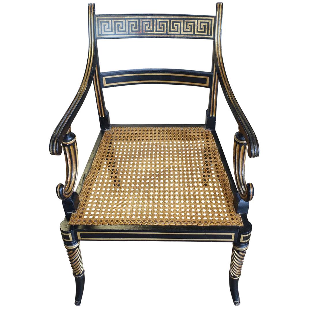 English Regency Greek Key Design Side Chair, 19th Century
