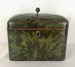 English Regency Green Tortoise Shell Tea Caddy