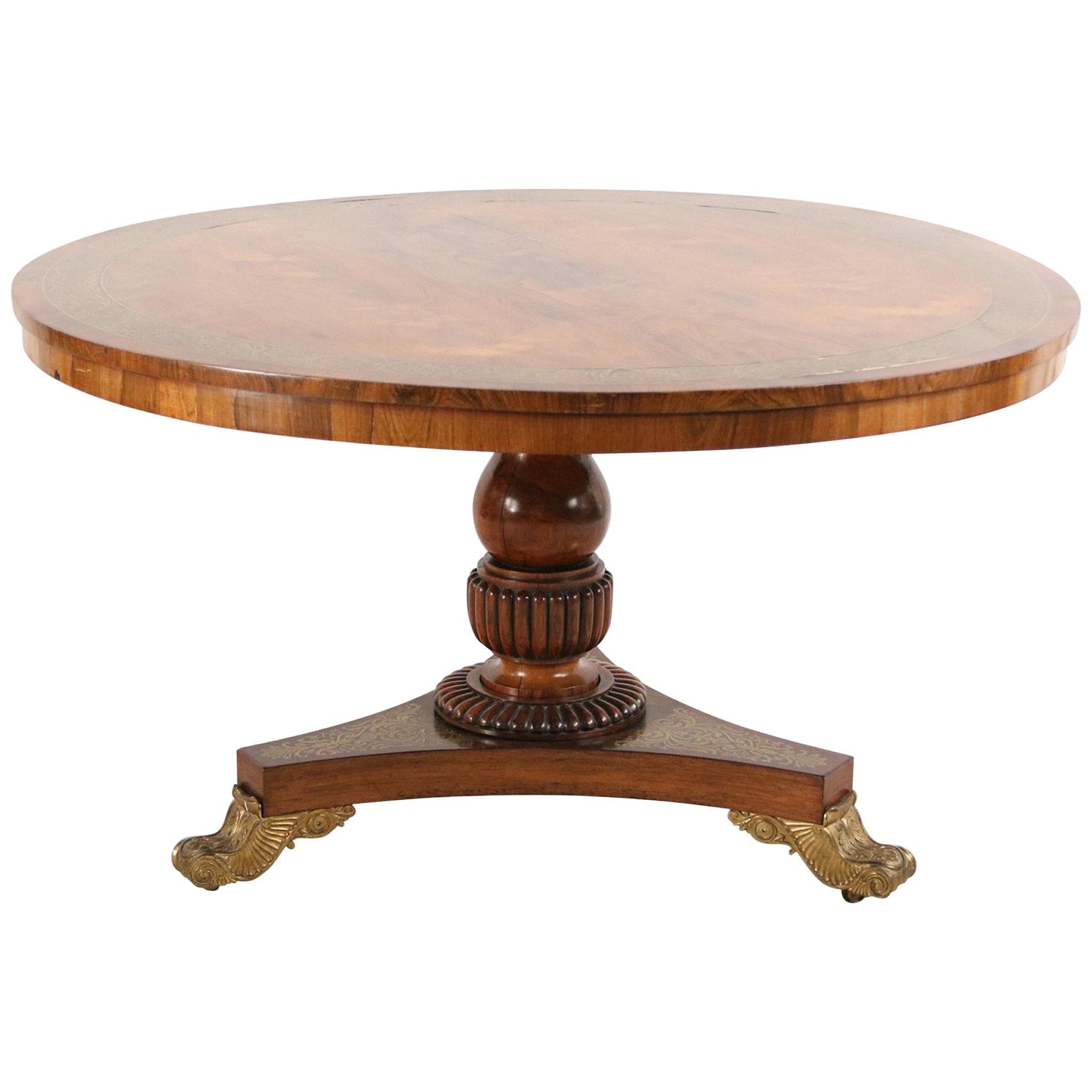 English Regency Inlaid Circular Center Table For Sale