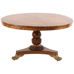 Antique English Regency Inlaid Circular Center Table